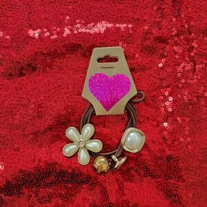 Brown Faux Pearl and Bead Hair Ties